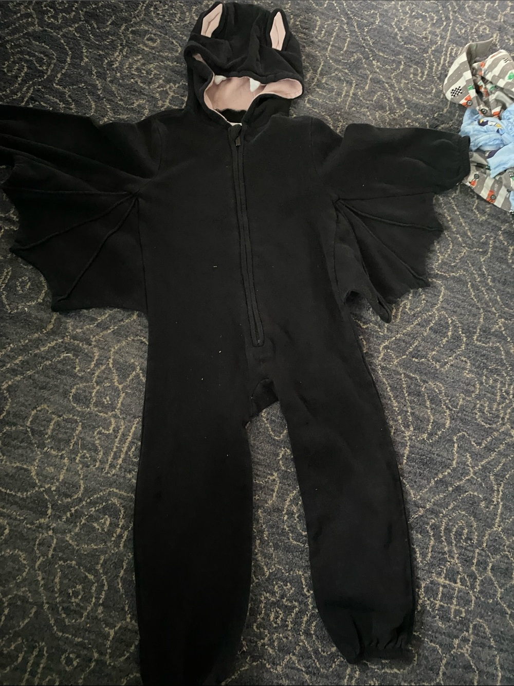 Old Navy Black Bat Hooded One-Piece Bodysuit. Perfect for Halloween.